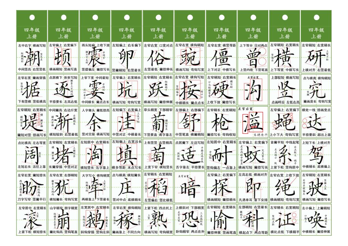 四年级上语文同步精讲字卡(共10页)-云科数创