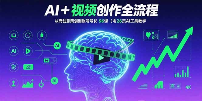 AI+短视频创作全流程:从创意策划到账号增长,96节课(含26项AI工具教学-云科数创