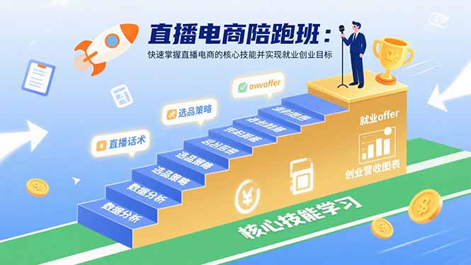 直播电商陪跑班:快速掌握直播电商的核心技能并实现就业/创业目标-云科数创