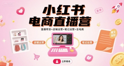小红书电商直播营,直播带货+店铺运营+笔记运营=全电商-云科数创