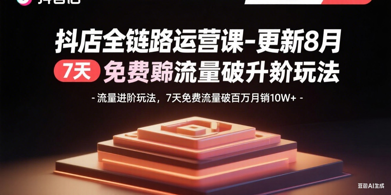 抖店全链路运营课-更新8月:流量进阶玩法,7天免费流量破百万月销10W+-云科数创