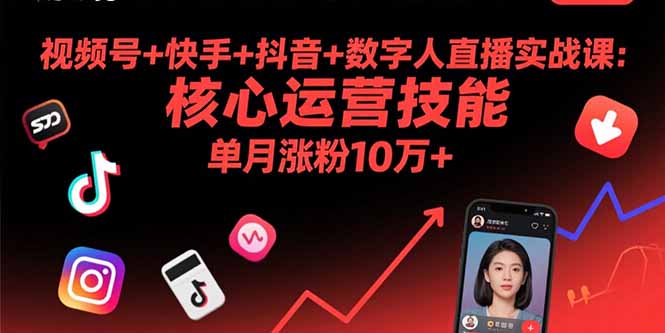 视频号+快手+抖音+数字人直播实战课(9月-云科数创