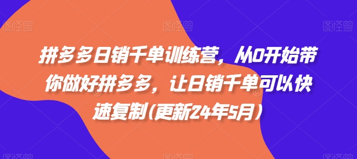 拼多多日销千单训练营,从0开始带你做好拼多多,让日销千单可以快速复制(更新25年8月)-云科数创