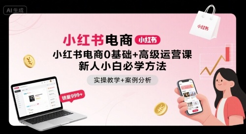 小红书电商0基础+高级运营课,新人小白必学方法,实操教学+案例分析-云科数创