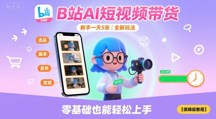 B站AI短视频带货,新手一天5张,全新玩法【保姆级教程】-云科数创