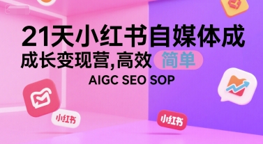 21天小红书自媒体成长变现营,高效 简单 AIGC SEO SOP-云科数创