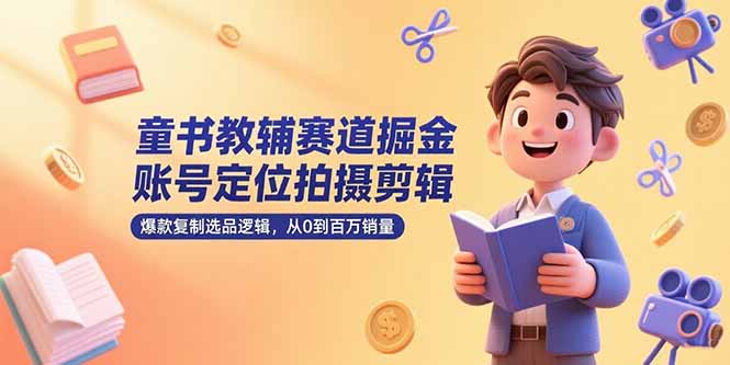童书教辅赛道掘金,账号定位拍摄剪辑,爆款复制选品逻辑,从0到百万销量-云科数创
