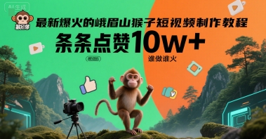 最新爆火的峨眉山猴子短视频制作教程,条条点赞10w+,谁做谁火【教程+提示词】-云科数创