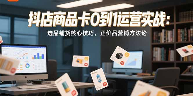 抖店商品卡0到1运营实战:选品铺货核心技巧,正价品营销方法论-云科数创