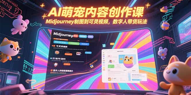 AI萌宠内容创作课,Midjourney制图到可灵视频,数字人带货玩法-云科数创