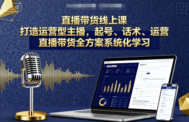 直播带货线上课,打造运营型主播,起号、话术、运营,直播带货全方案系统化学习-云科数创