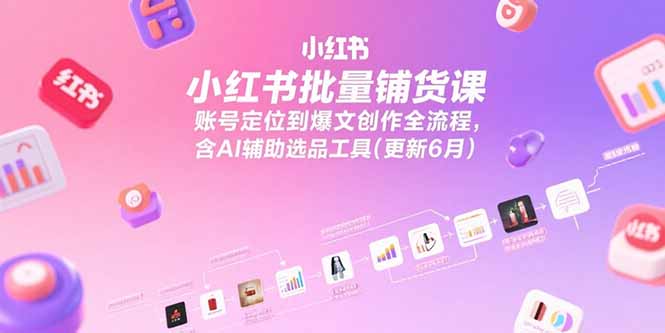 小红书批量铺货课,账号定位到爆文创作全流程,含AI辅助选品工具(更新6月-云科数创