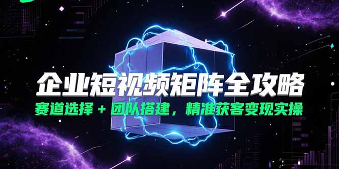 企业短视频矩阵全攻略,赛道选择+团队搭建,精准获客变现实操-云科数创