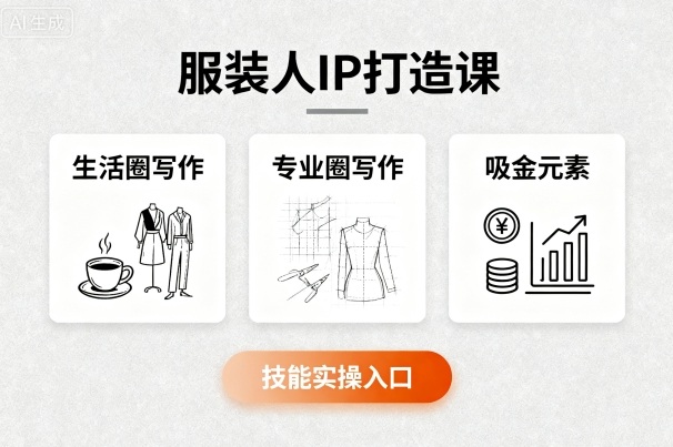 服装人IP打造课,文案创富+生活圈写作+专业圈写作+服装人专属+吸金元素+技能实操-云科数创