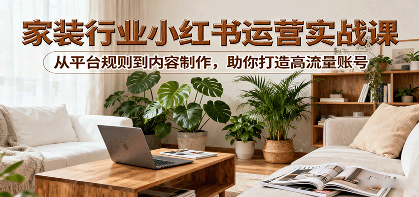 小红书家装行业运营实战课:从平台规则到内容制作,助你打造高流量账号-云科数创