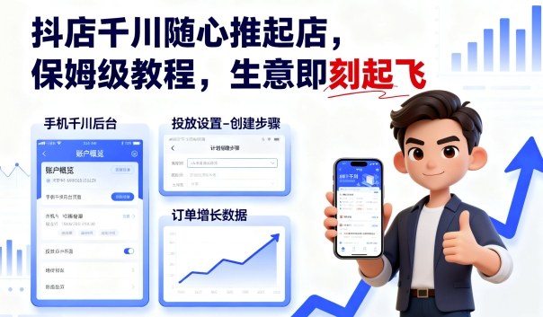 抖店千川随心推起店,保姆级教程,生意即刻起飞-云科数创