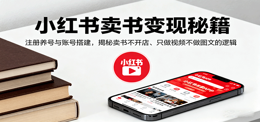 小红书卖书变现秘籍,注册养号与账号搭建,揭秘卖书不开店、只做视频不做图文的逻辑-云科数创