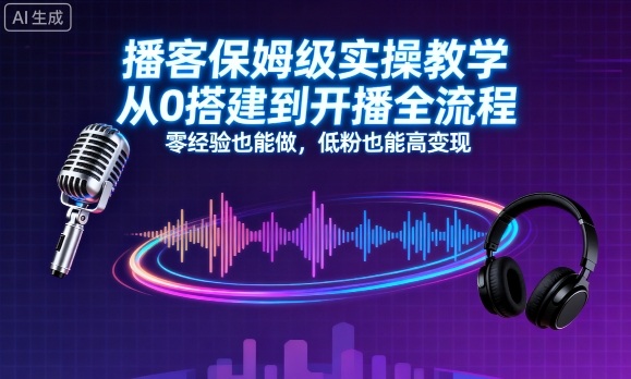 播客保姆级实操教学,从0搭建到开播全流程,零经验也能做,低粉也能高变现-云科数创