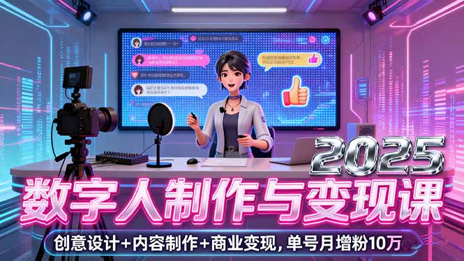 2025数字人制作与变现课,创意设计+内容制作+商业变现,单号月增粉10万+-云科数创