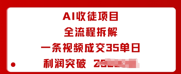 AI收徒项目全流程拆解一条视频成交35单日利润突破1k+-云科数创