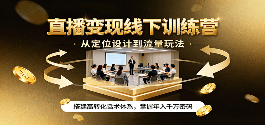 直播变现线下训练营,从定位设计到流量玩法,搭建高转化话术体系,掌握年入千万密码-云科数创