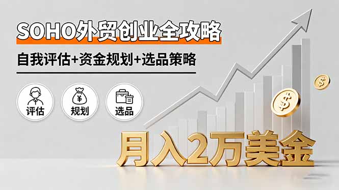 SOHO外贸创业全攻略,自我评估+资金规划+选品策略,月入2万美金-云科数创