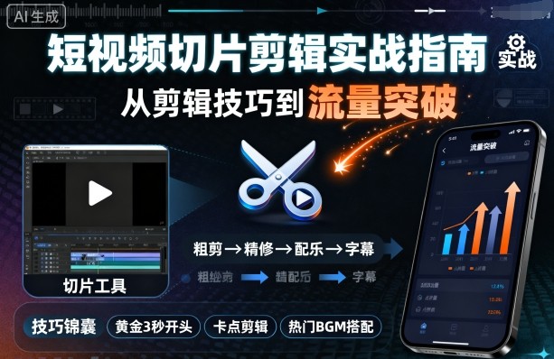 短视频切片剪辑实战指南,从剪辑技巧到流量突破-云科数创