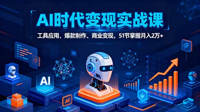 AI时代全场景实战课,工具应用、爆款制作、商业变现,51节掌握月入2万+-云科数创