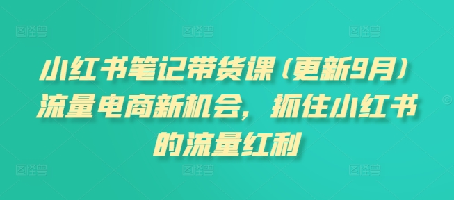小红书笔记带货课(更新25年9月)流量电商新机会,抓住小红书的流量红利-云科数创