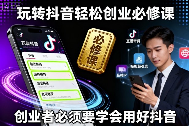 玩转抖音轻松创业必修课,创业者必须要学会用好抖音-云科数创