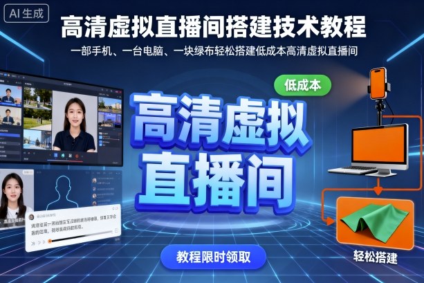 高清虚拟直播间搭建技术教程,一部手机、一台电脑、一块绿布轻松搭建低成本高清虚拟直播间-云科数创