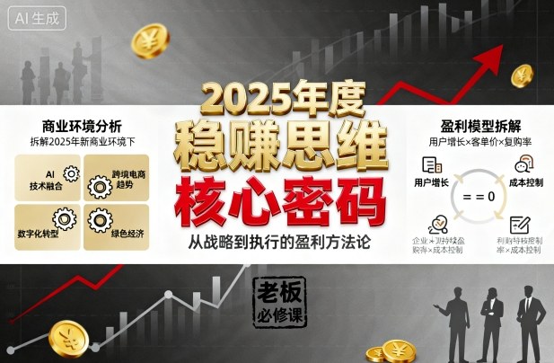 2025年度稳賺思维老板创业营,拆解2025年新商业环境下,企业实现持续盈利的核心密码-云科数创