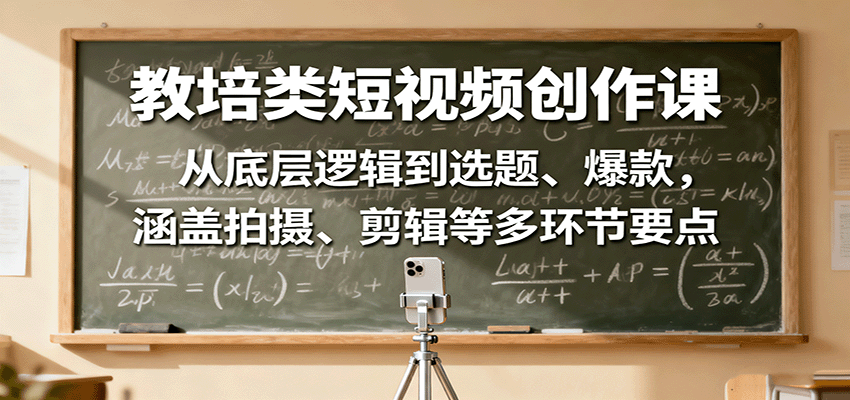 教培类短视频创作课:从底层逻辑到选题、爆款,涵盖拍摄、剪辑等多环节要点-云科数创