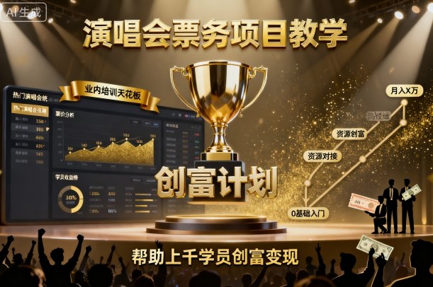 演唱会票务项目教学,业内培训天花板,帮助上千学员创富变现(更新)-云科数创