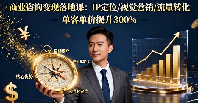 商业咨询变现落地课:IP定位/视觉营销/流量转化,单客单价提升300%-云科数创