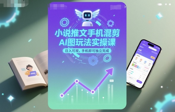 小说推文手机混剪AI图玩法实操课,日入可观,手机即可独立完成-云科数创