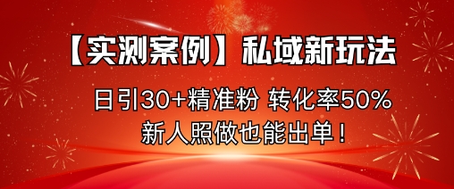 【实测案例】私域新玩法,日引30+精准粉,转化率50%,新人照做也能出单!-云科数创