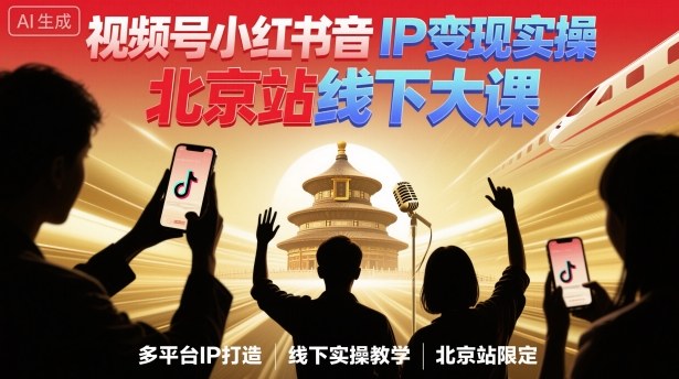 视频号小红书抖音IP变现实操北京站线下大课,40+行业短视频高变现姿势,100+IP高变现实操技术-云科数创