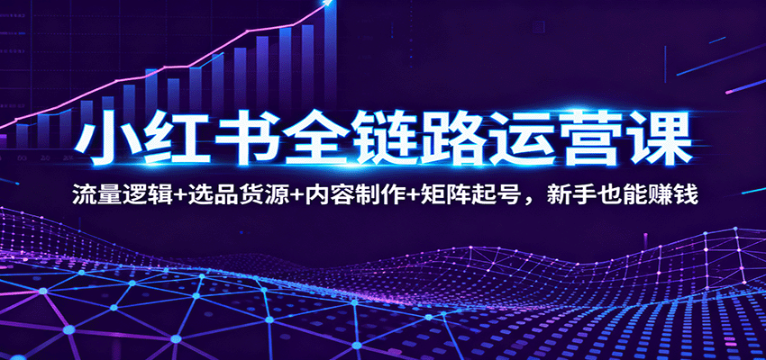 小红书全链路运营课:流量逻辑+选品货源+内容制作+矩阵起号,新手也能赚钱-云科数创