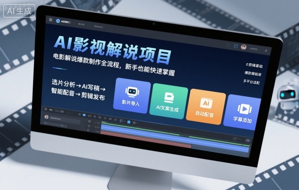 AI影视解说项目,电影解说爆款制作全流程,新手也能快速掌握-云科数创