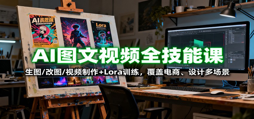 AI图文视频全技能课:生图/改图/视频制作+Lora训练,覆盖电商 、设计多场景-云科数创