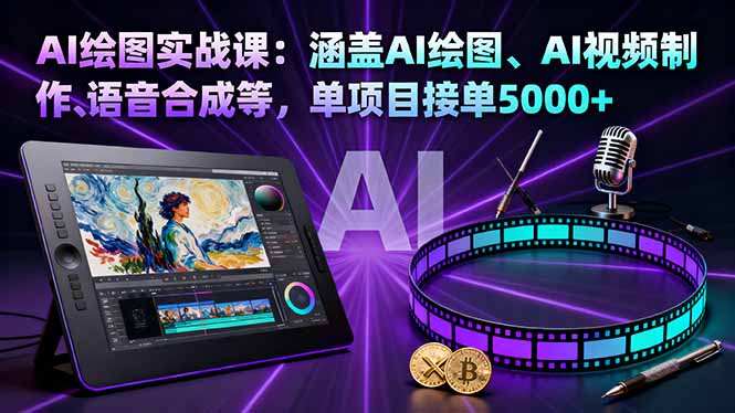 AI绘图实战课:涵盖AI绘图、AI视频制作、语音合成等,单项目接单5000+-云科数创