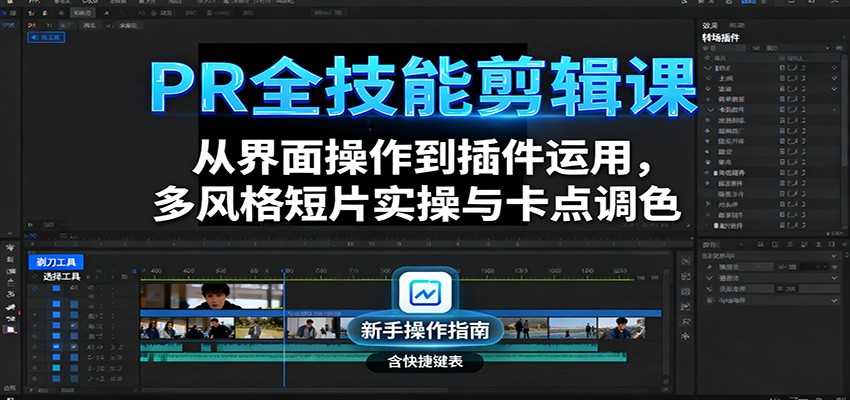 PR全技能剪辑课:从界面操作到插件运用,多风格短片实操与卡点调色-云科数创