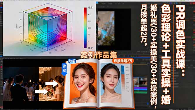 PR调色实战课:色彩理论+工具实操+婚礼医美/30+实操案例,月接单超2万-云科数创