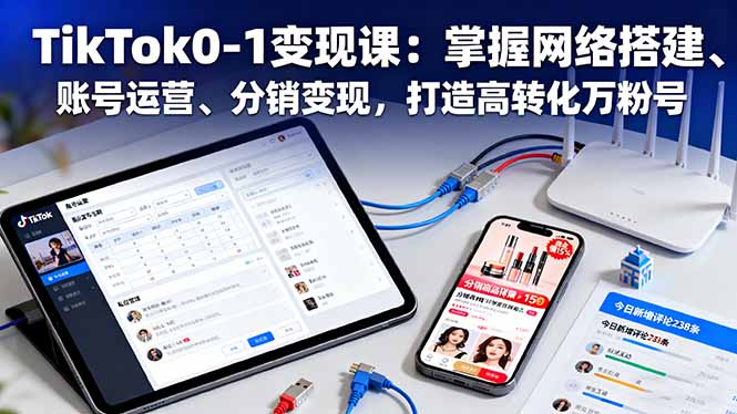 TikTok0-1变现课:掌握网络搭建、账号运营、分销变现,打造高转化万粉号-云科数创