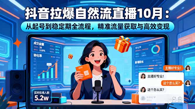 抖音拉爆自然流直播10月:从起号到稳定期全流程,精准流量获取与高效变现-云科数创