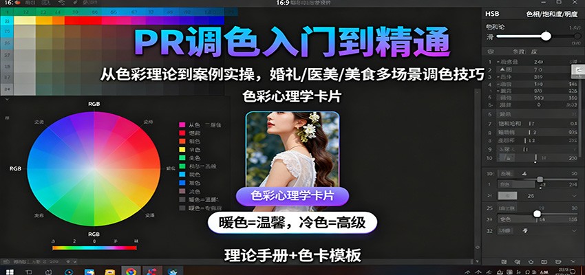 PR调色入门到精通:从色彩理论到案例实操,婚礼/医美/美食多场景调色技巧-云科数创