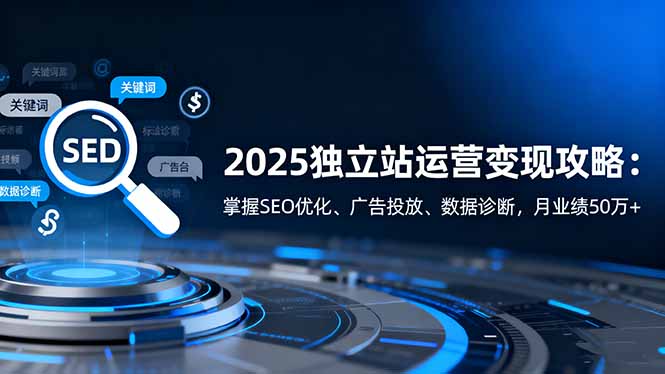 2025独立站运营变现攻略:掌握SEO优化、广告投放、数据诊断,月业绩50万+-云科数创