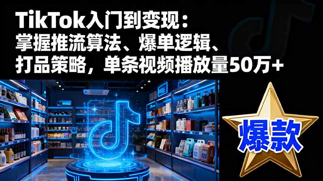TikTok入门到变现:掌握推流算法、爆单逻辑、打品策略,单条视频播放量50w-云科数创