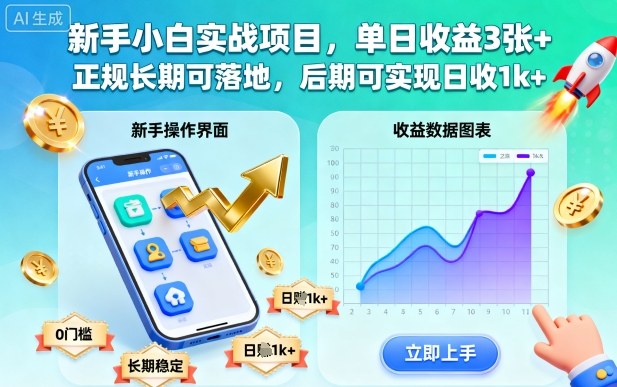 新手小白实战项目,单日收益3张+,正规长期可落地,后期可实现日收1k+【揭秘】-云科数创